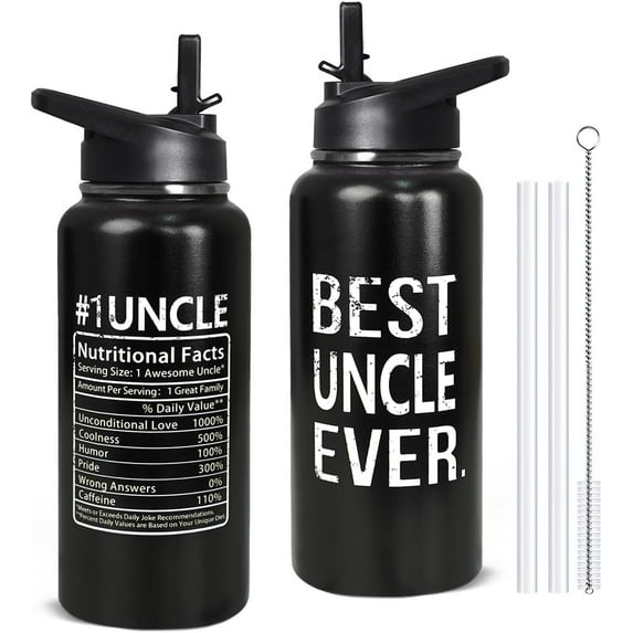 32oz Uncle Stainless Insulated Aater Water Bottle with Straw,Uncle Gym Hiking Sports Coffee Mug Cup Water Bottles,Uncle Decor Stuff Accessories