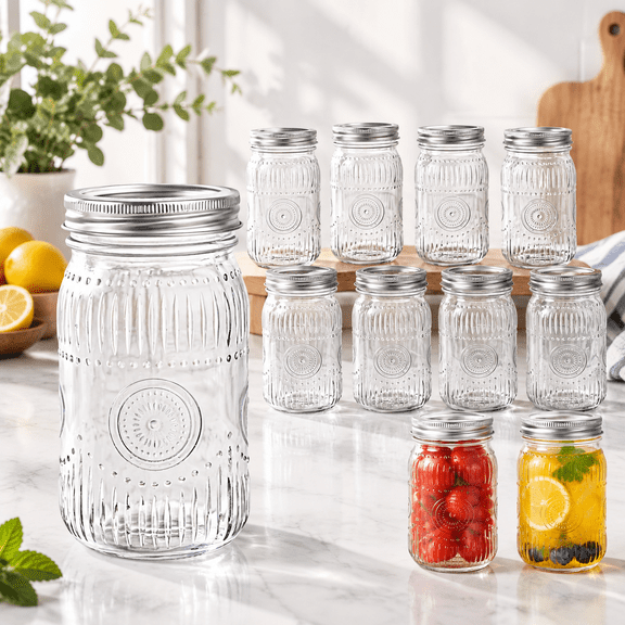 32oz Vintmason Jars With Lids Quart Canning Jar 12 Pack