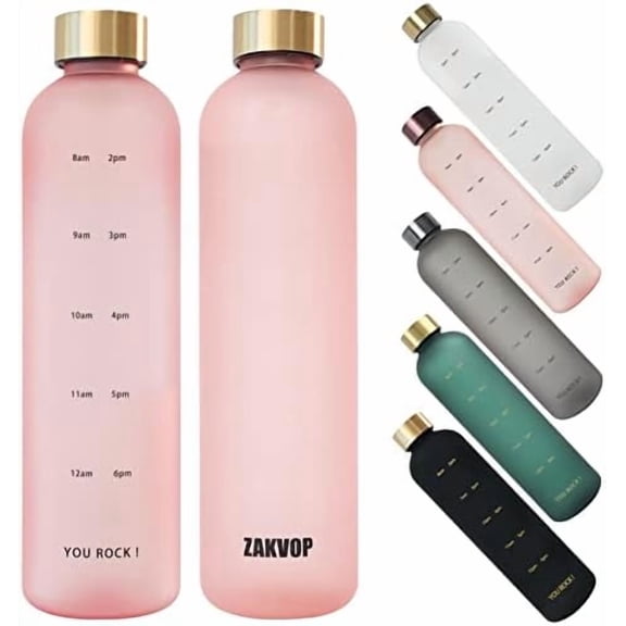 32oz Water Bottle with Times to Drink, Lightweight Motivational Water Bottle with Time Marker, BPA Free Reusable Water Bottle with Hydrating Reminder for Gym Fitness Workout Travel