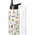 thumbnail image 1 of 32oz Western Stainless Insulated Aater Water Bottle with Straw,Western Cow Skull Gym Hiking Sports Coffee Mug Cup Water Bottles,Western Cow Skull Cowboy Copper Cowgirl Decor Stuff Accessories, 1 of 6