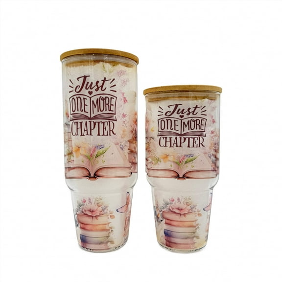 32oz or 40oz Just Another Chapter custom Sublimation Printed Clear or Frost Glass Tumbler, Mug, Cup with Handle
