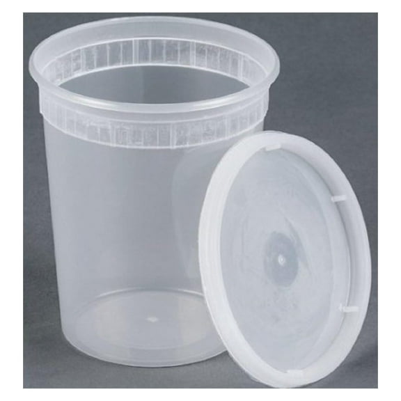 32oz plastic soup/Food container with lids (100 Pack)