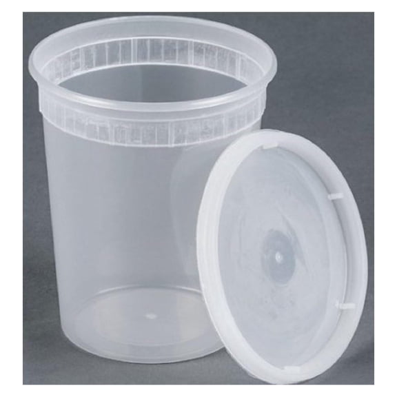 32oz plastic soup/Food container with lids (100 Pack)