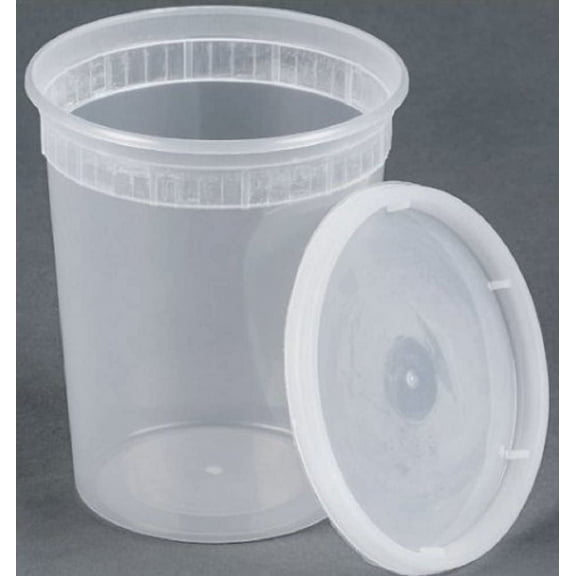 32oz plastic soup/Food container with lids (100 Pack)