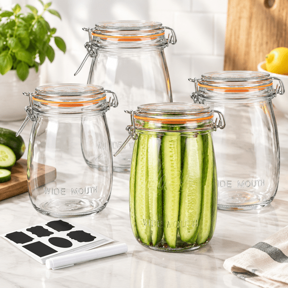 32ozglstorjars With Airtight Hinged Lids 4 Pack