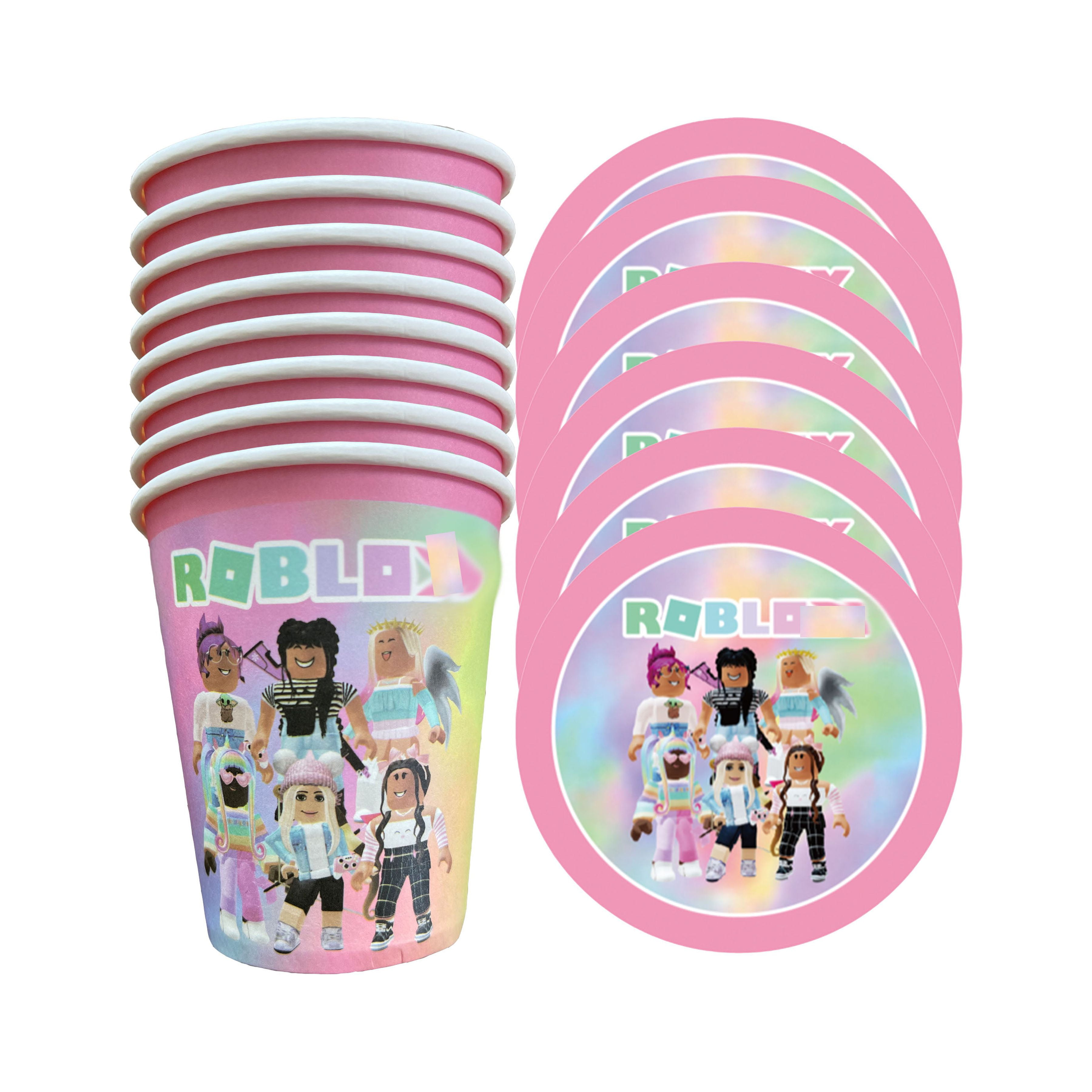 Pink Girl Roblox Gaming Theme Kids Birthday Party Decor Tableware
