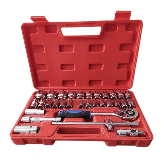 32pcs 1-2" Inch Combinational Ratchet Socket Set | Wrench, Spanners & Tool Goti Set With Carry Box For Automobiles, Bike & Car Repair Tool Kit Socket Set -Pack Of 32 With Red Box