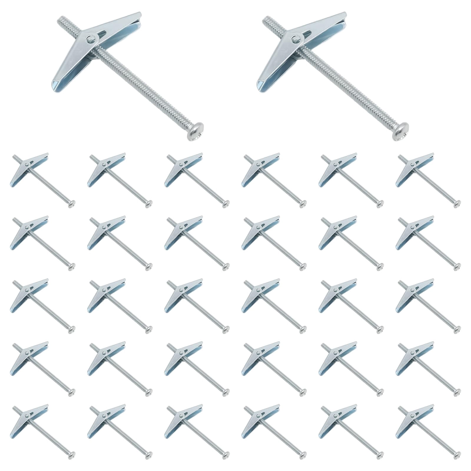 32pcs 1/8"x2" Toggle Bolts, Wing Nut Set, Heavy Duty Hollow Wall Anchors, Metal Drywall Anchors, for Hollow Wall Ceiling Sheetrock, Hanging Heavy Items on Drywall/Wood
