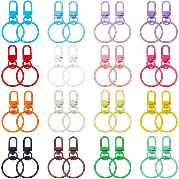 32pcs 16 Colors Lobster Claw Clasps Keychains Key Chain Clips 30mm Colored Key Rings Metal Swivel Clasps Lanyard Keychain Hooks for Jewelry DIY Crafts Making Keychain Clip Lanyard Purse