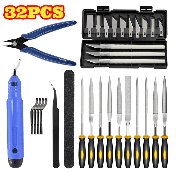 32pcs 3D Printing Tools, 3D Printing Accessories Including Cleaning Tool, Carving Knife, Trimming Knife, File Cutter Set, for 3D Print Removing, Cleaning, Finishing