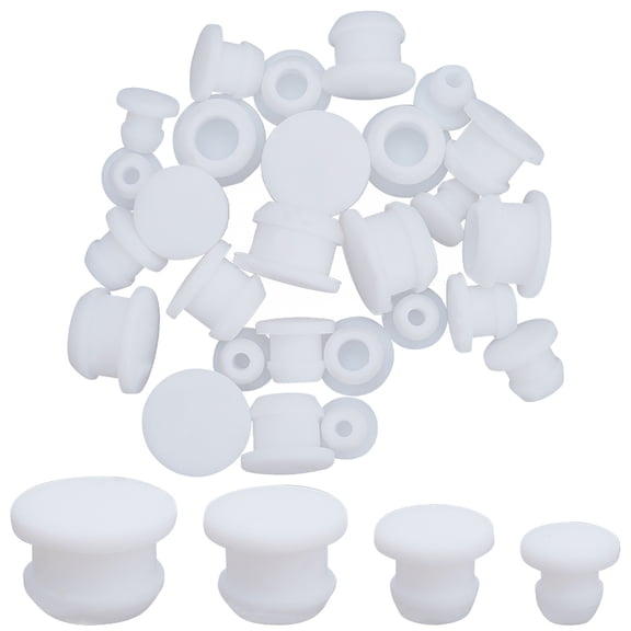 32pcs 4 style Silicone Bottle Seal Plug Reusable Replacement Bottle Stopper White 9~15x8~10mm pin: 5~11mm 8pcs/style