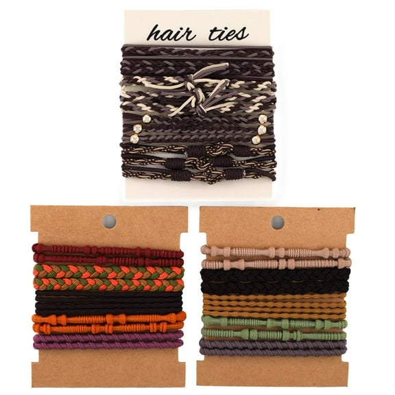 32pcs Boho Hair Ties Bracelets,Muti Style,Ponytail Holders for Women and Girls,Cute Hair Bands for Thick or Thin Hair, No Damage Elastic Hair Tie, Hair Accessories (Color-dark)