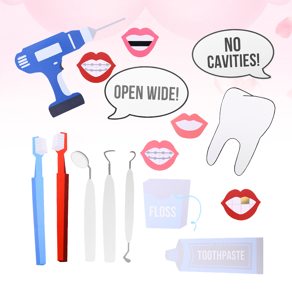 32pcs Dentist Design Photo Booth Props Tooth Photobooth Kits Dress Up