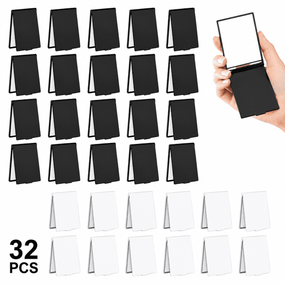 32pcs Fold Portable Pocket Mirrors-Compact and Lightweight Travel Handheld Mirror Black and White Polished Design, 2x3 Inch Rectangular Shape, Ideal for Everyday Outings Gift Giving