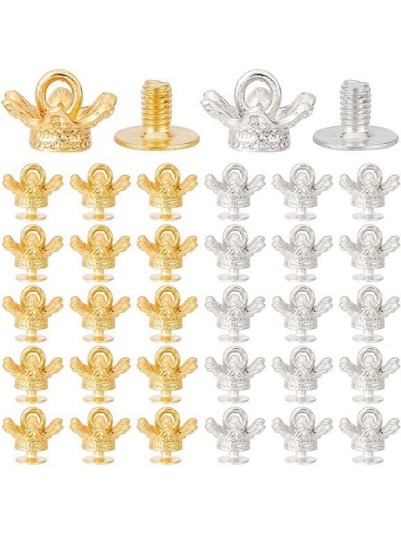32pcs Head Studs Rivets with Ring 2 Colors D-Ring Rivet Back Screw-in Rivets Studs DIY Leather Craft Rivets Chain Strap Connector for Handbag Belt Collar Phone Case Decoration Hardware Colorful DIY