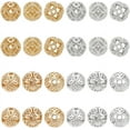 thumbnail image 1 of 32pcs Hollow Out Spacer Beads 2 Styles Round Beads Golden/Silver Brass Woven Ball Beads Tibetan Style Loose Beads for DIY Bracelet Necklace Earrings Jewelry Making, 1 of 9