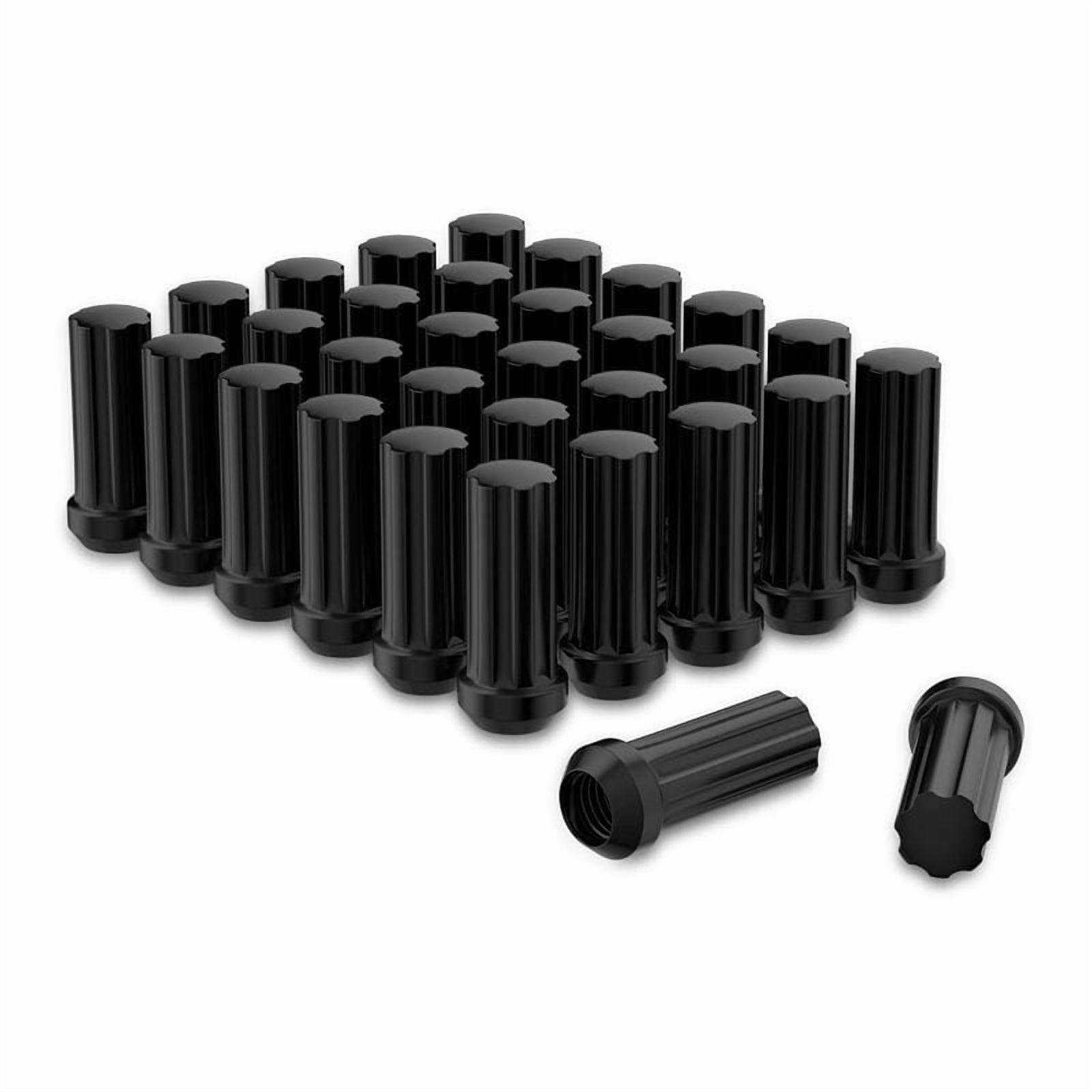 32pcs M14x1.5 Lug Nuts for Silverado Suburban Express Sierra ram 2500 3500 F250 F350,14x1.5 Black Lug Nuts 7 Spline Closed End with Socket Key for 8 Lug Aftermarket Wheels