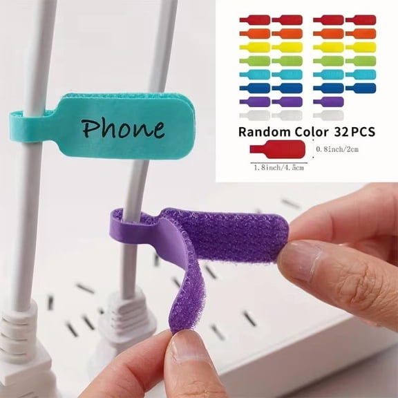 32pcs Multicolor Large Cable Labels - Self-Adhesive Cord Organizer Tags for Easy Cable Identification and Home Office Organization