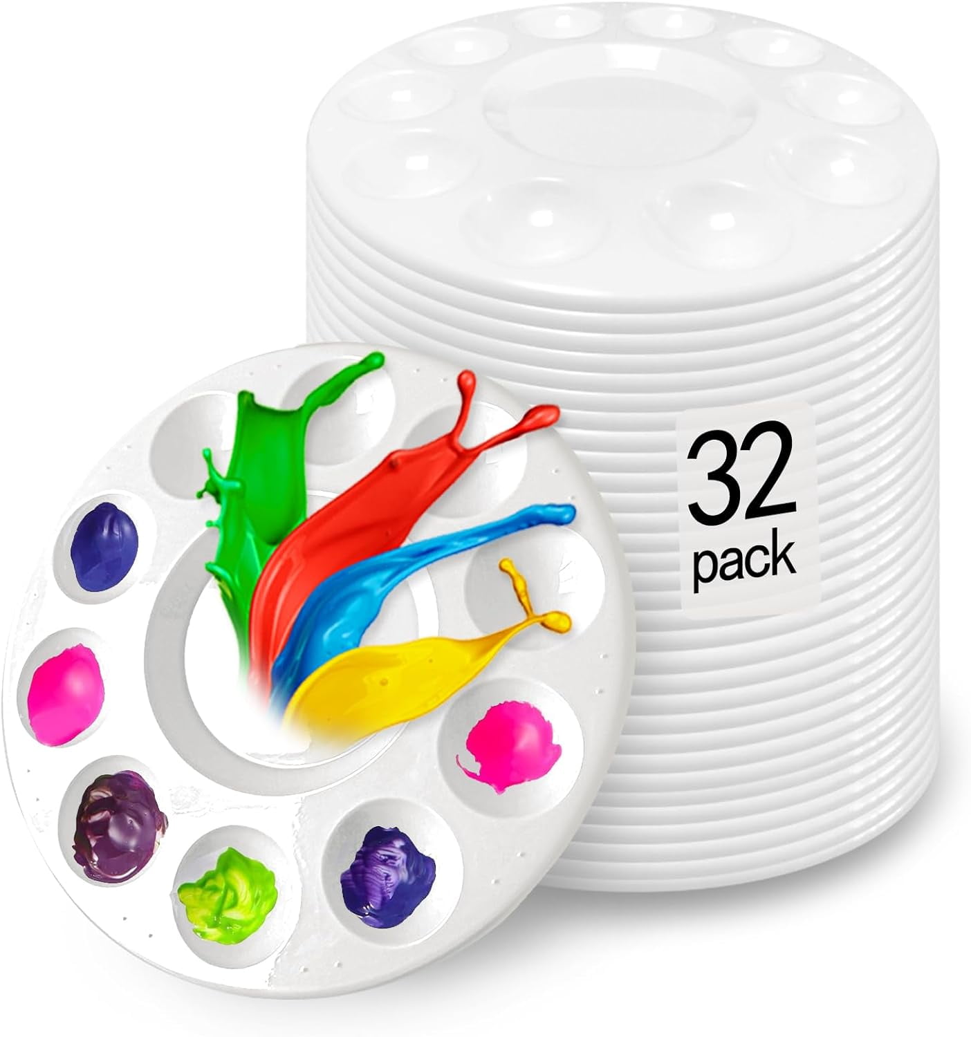 32pcs Paint Tray Palettes - Paint Pallets & Trays for Kids, Plastic Palette