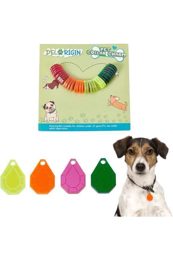 32pcs Pet ID Tag Charms 4 Colors Turtle Style Pet Collar Pendants Transparent Blank Acrylic Pet Tags with Hole Lightweight Name Tags for Dog Cat Rabbit Home Decoration DIY Crafts for DIY