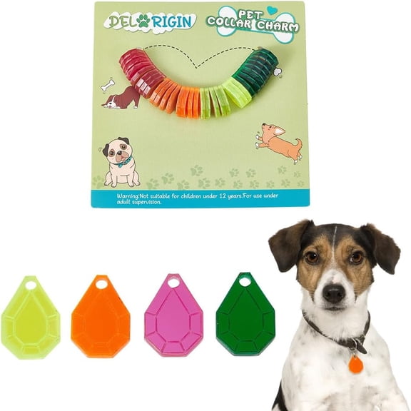 32pcs Pet ID Tag Charms 4 Colors Turtle Style Pet Collar Pendants Transparent Blank Acrylic Pet Tags with Hole Lightweight Name Tags for Dog Cat Rabbit Home Decoration DIY Crafts