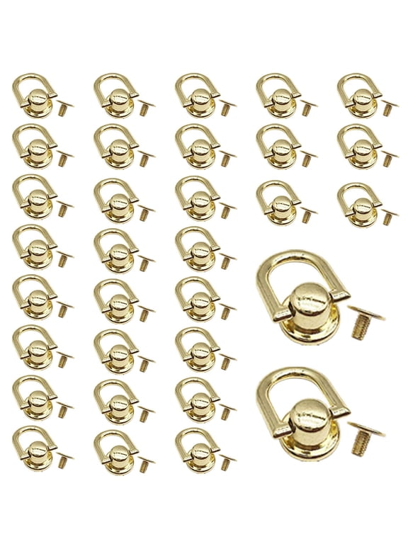 32pcs Rotatable D Rings Purse Bag Hardware Accessories, Metal Buckles D Rings Hardware with Screws for DIY Leatherwork Craft Bag Accessories Handbag Strap Connectors