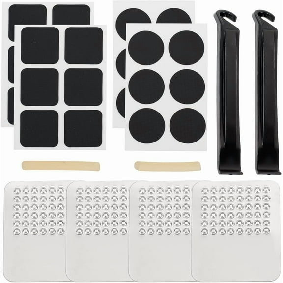 32pcs/Set Bike Inner Tire Patch Repair Kit Bicycle Tire Repair Kit Include 24pcs Self-Adhesive Patches 2pcs Sticks 4pcs Scrapers 2pcs Rubber Core for Bicycles Mountain Bikes BlackDIY
