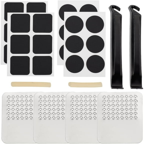 32pcs/Set Bike Inner Tire Patch Repair Kit Bicycle Tire Repair Kit Include 24pcs Self-Adhesive Patches 2pcs Sticks 4pcs Scrapers 2pcs Rubber Core for Bicycles Mountain Bikes Black
