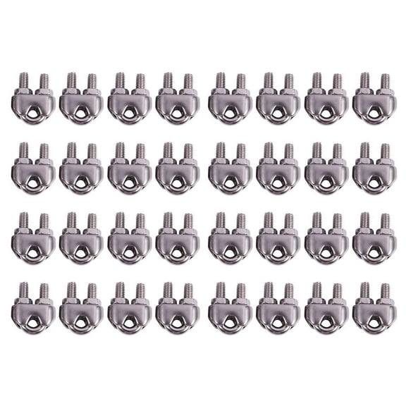 32pcs Stainless Steel Cable Clip Saddle Clamp for Ropes 0.3cm 3mm Wire