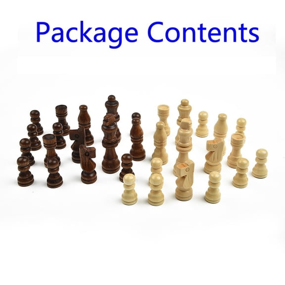 32pcs Wooden Carved Chess Pieces Hand Crafted Set 65mm King Size Toys Chess Game