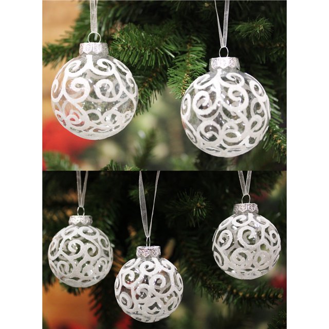 32pk White Christmas Decorations Ornaments Set for Christmas Tree
