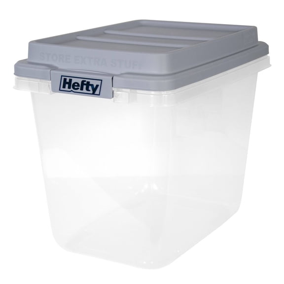 32qt Slim Clear Plastic Storage Bin with Gray HI-RISE Stackable Lid
