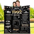 thumbnail image 1 of 32th Birthday Blanket Gift for Women or Men,32 Years Old 1992 Anniversary Weeding Gift for Wife Husband Mom Dad, Back in 1992 Flannel Fleece Soft Throw Blanket, 1 of 6