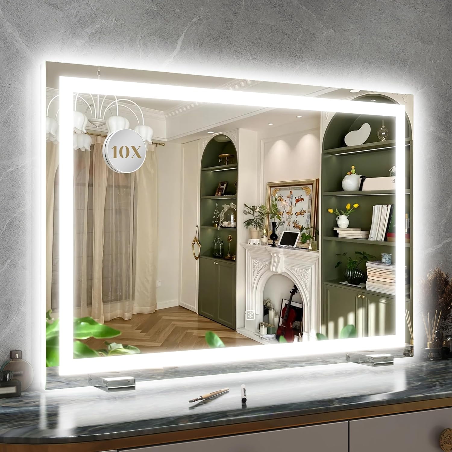 32x 22 Inch Large Lighted Vanity Mirror with Dimmable 3 Modes, LED ...