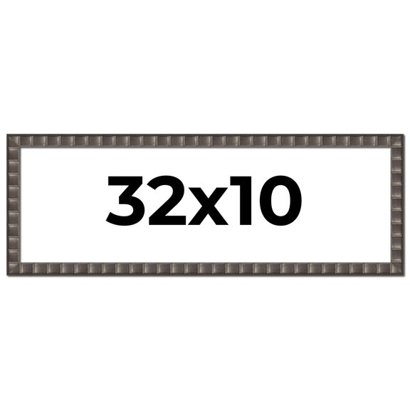 32x10 Frame Black Brown Chestnut Mosaic Solid Wood Picture Frame | 1.125 Inch Moulding Width |