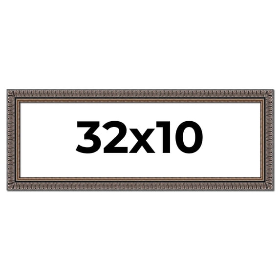 32x10 Frame Black Feather Payton Ornate Solid Wood Picture Frame Width 1.75 Inches | Interior Depth