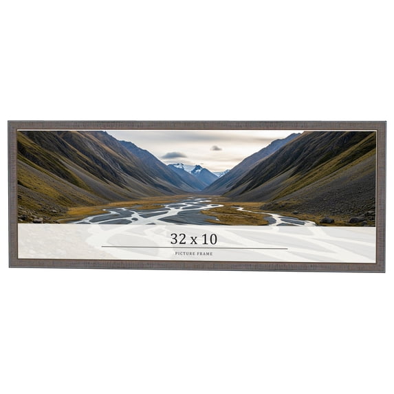 32x10 Frame Blue Kingsley Pewter Solid Wood Picture Frame Width 0.75 Inches |Interior Depth 0.5