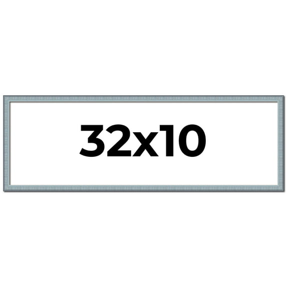 32x10 Frame Blue Scuffed Farm Board Solid Wood Picture Frame Width 0.75 Inches | Interior Depth 0.5