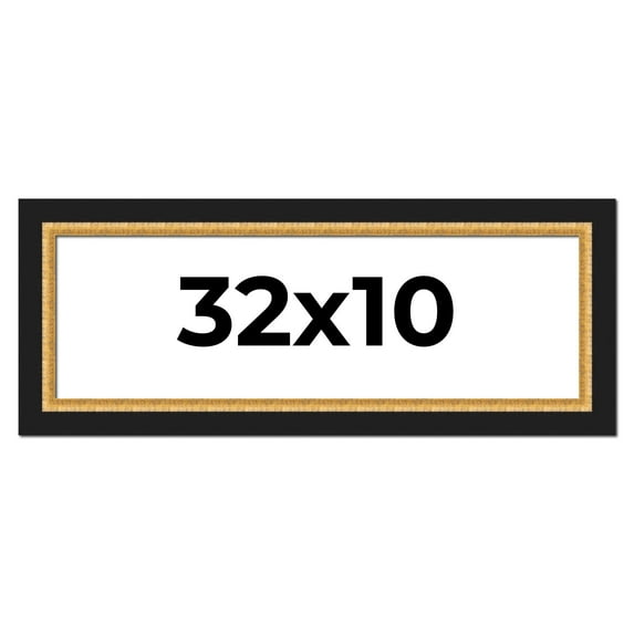 32x10 Frame Gold Real Wood Picture Frame Width 2.25 Inches | Interior Frame Depth 0.5 Inches |
