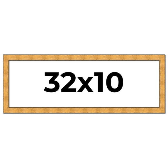 32x10 Frame Gold Rustic Solid Wood Picture Frame | 1.25 Inch Wide Moulding | Rustique Gold