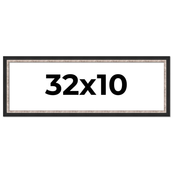 32x10 Frame Silver Real Wood Picture Frame Width 1.25 Inches | Interior Frame Depth 0.75 Inches |