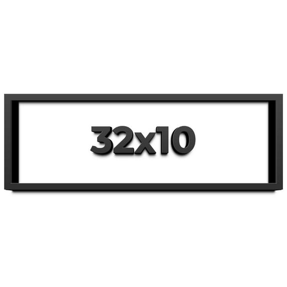 32x10 Shadow Box Frame Black | 1 inches Deep Real Wood Contemporary Shadowbox Display Frame | UV