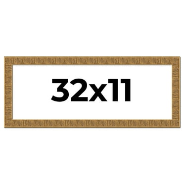 32x11 Frame Black and Gold Distressed Solid Wood Sonoma Picture Frame | 1.625 Inch Moulding Width |