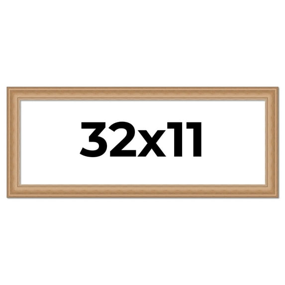 32x11 Frame Charleston Honey Brown Solid Wood Picture Frame Width 1.75 Inches | Interior Depth 0.5