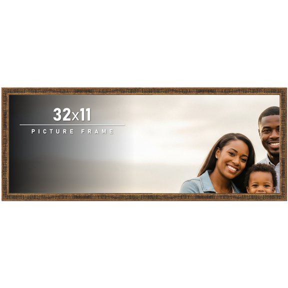 32x11 Frame Gold Solid Wood Picture Frame - Complete Modern Photo Frame Includes UV Acrylic