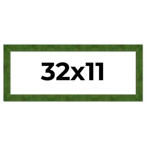 32x11 Frame Green Burl Solid Wood Picture Frame | 1.75 Inches Moulding Width | Interior Frame Depth