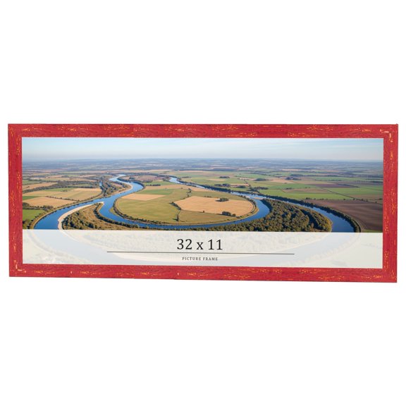 32x11 Frame Red Solid Wood Picture Frame Width 1.125 Inches | Interior Frame Depth 0.5 Inches |