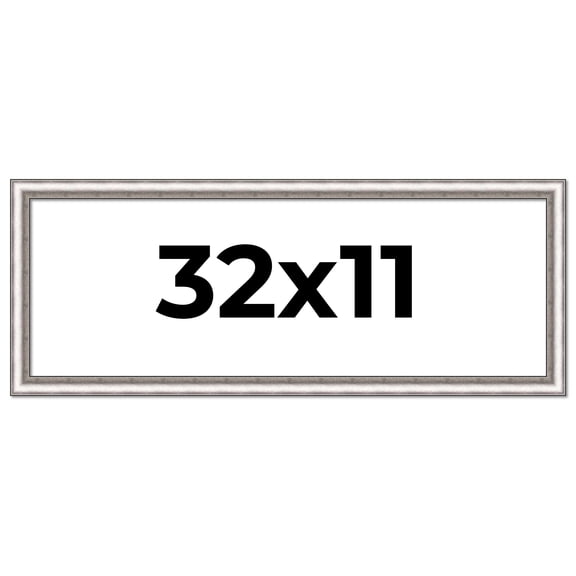 32x11 Frame Silver Real Wood Picture Frame Width 1.25 Inches | Interior Frame Depth 0.5 Inches |