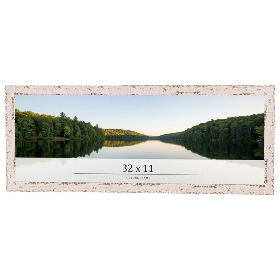 32x11 Frame White Solid Wood Picture Frame Width 1.125 Inches | Interior Frame Depth 0.5 Inches |