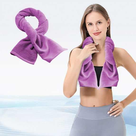32x110cm Sports Towel Cotton Soft Sweat Absorbing Breathable Workout Towel for Gym Running Yoga Outdoor Quick Dry Washable Durable Athletic Fitness Neck Shoulder Wrap Versatile Travel Use